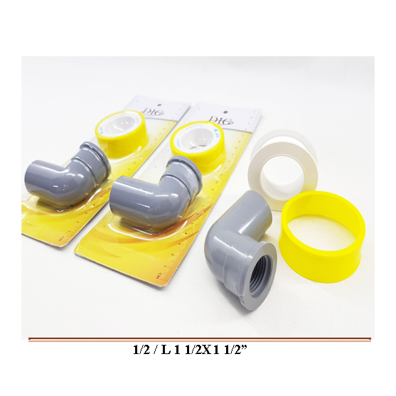 DIG PVC P/T ELBOW WITH THREAD SEAL TAPE 1/2/L1 1/2 X 1/2